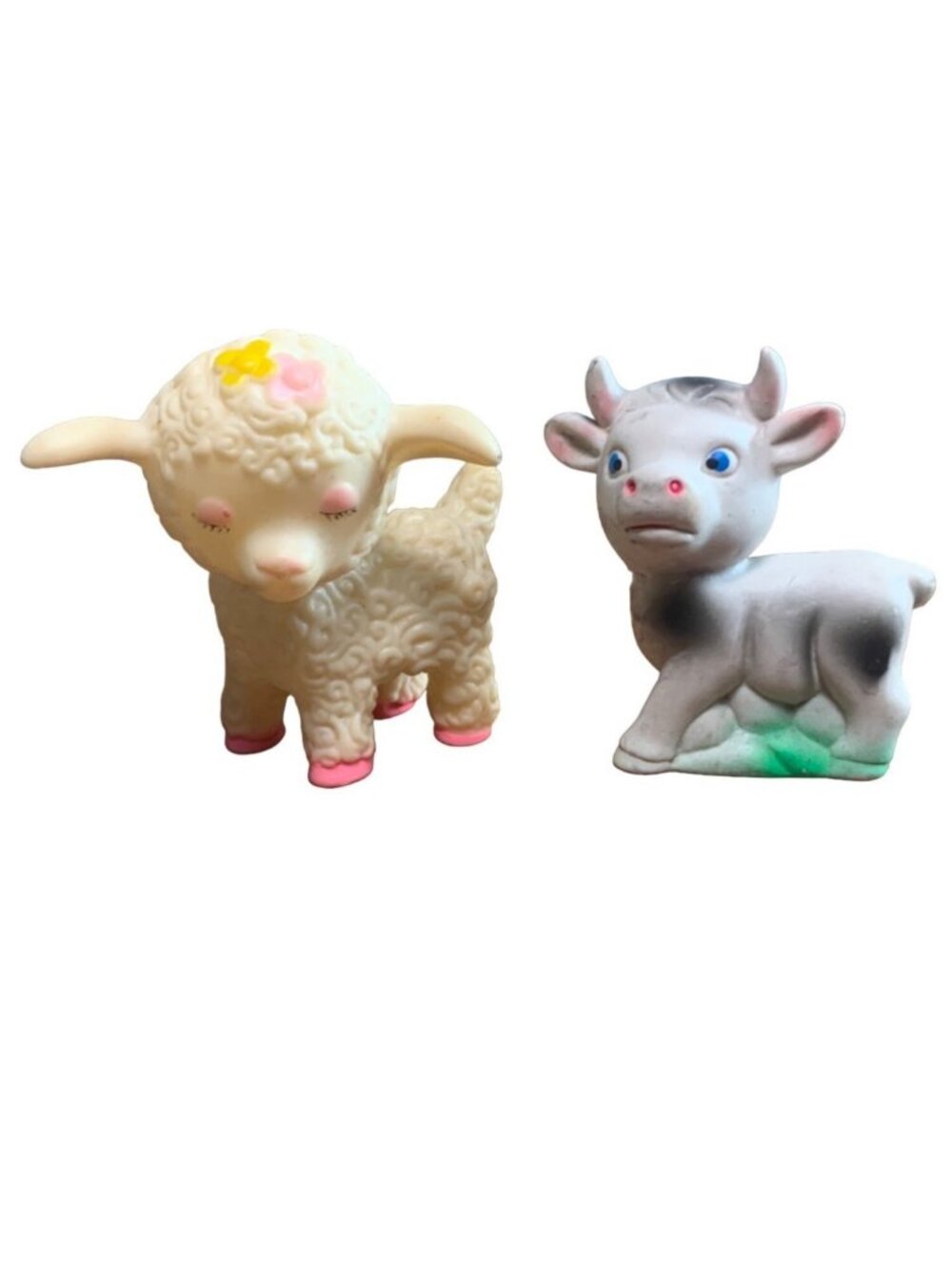Vintage R Dakin & Co Lamb & Calf Figurines - Adorable Farm Animal Decor